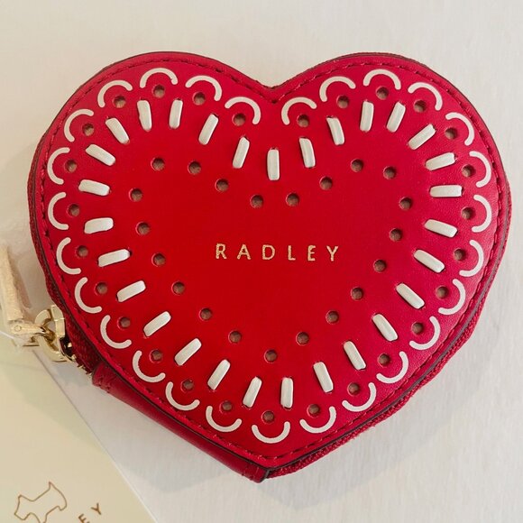 Radley London Leather Heart Shaped Coin Purse, red - Picture 2 of 10